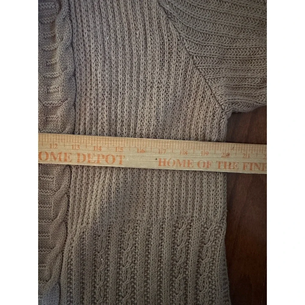 Sonoma Cable Knit Cardigan‎ Sweater L Tan Chunky Cozy Cottagecore